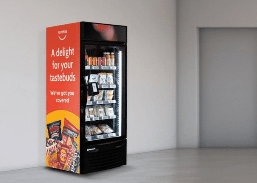 Single-door Smart Fridge™ with a printed magnetic wrap on its side
