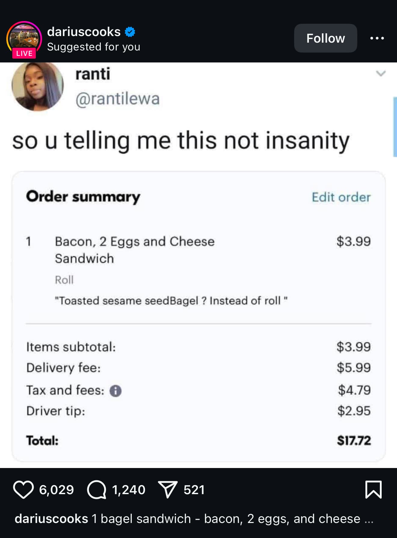 the insane prices of uber eats and getting food delivered to the office