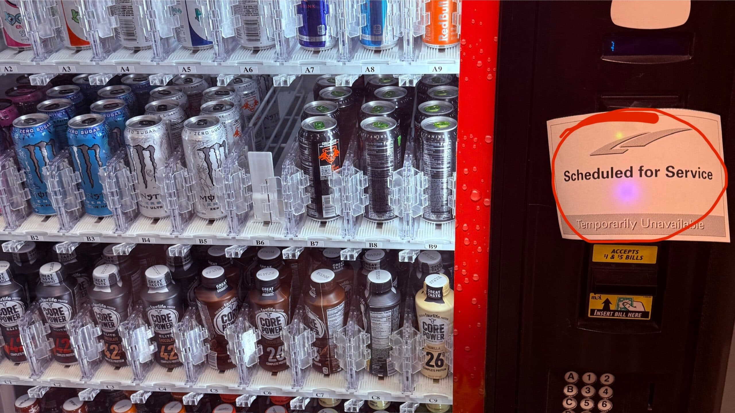 vending machine scheduled for service